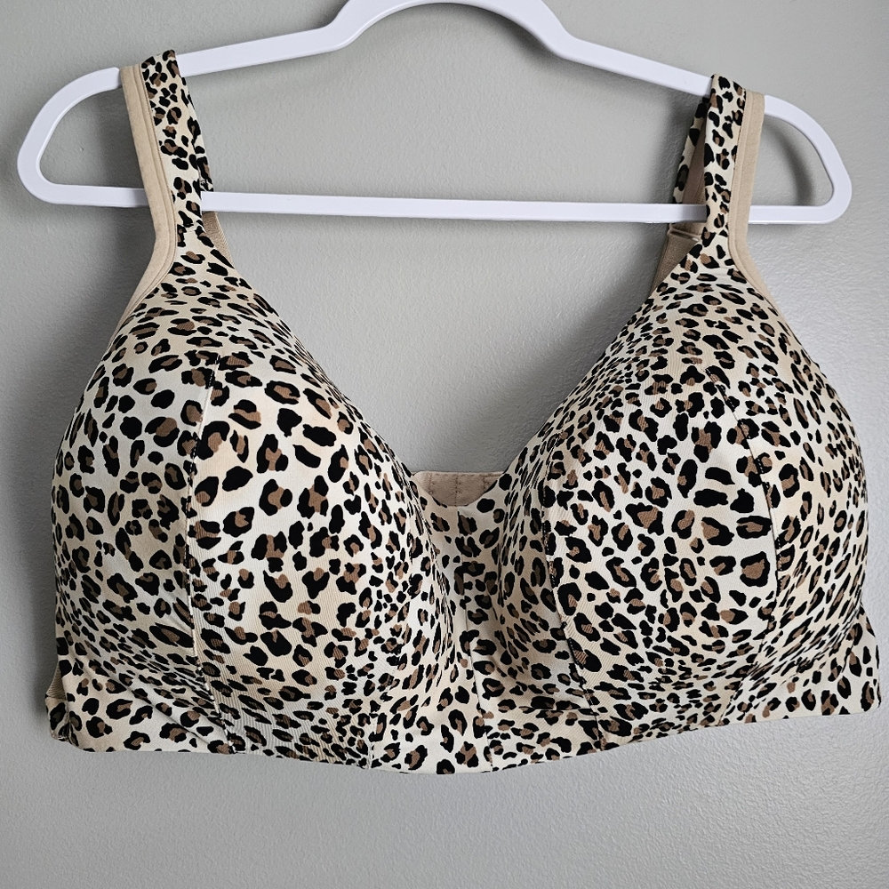 Cacique Comfort Bliss Lightly Lined Balconette Bra Leopard Print Size 48DD